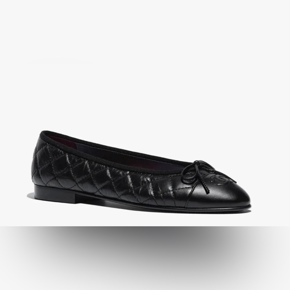 Chanel Aged Calfskin Quilted Cap Toe Ballerina 39.5 - Picture 1 of 5